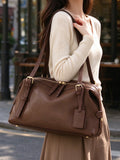 Vintage Brown Leather Large Commuter Shoulder Bag