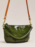 Glossy Green Baguette Crossbody Bag – Ladies 2‑Way Wear Shoulder Handbag