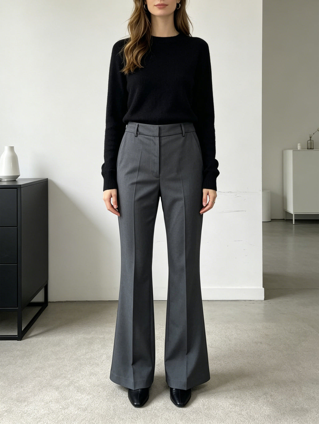 Chic Grey Tailored Flare Pants Perfect for Work & Elevated Casual