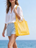 Yellow Clear PVC Tote Bag for Women, Large Transparent Beach Shoulder Handbag