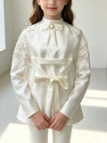White Chinese-style outfit for girls, children’s lace-embroidered dress