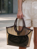 Smoky Clear PVC Tote Bag with Inner Pouch, Women Transparent Shoulder Handbag