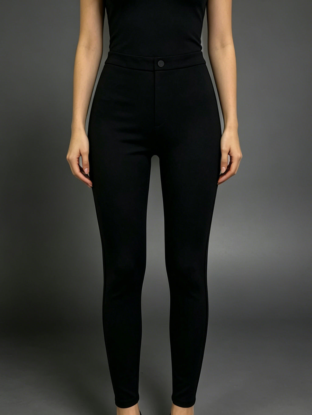 Black High-Waisted Slim Fit Stretchy Pants for Work & Everyday Wear
