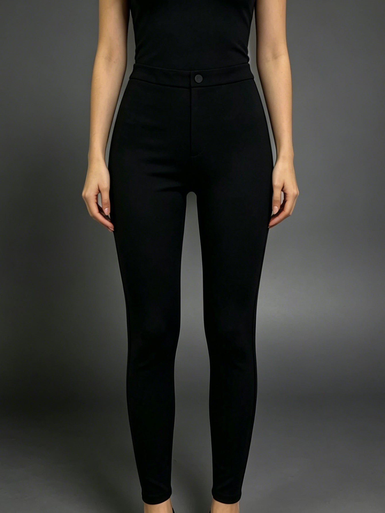 Black High-Waisted Slim Fit Stretchy Pants for Work & Everyday Wear