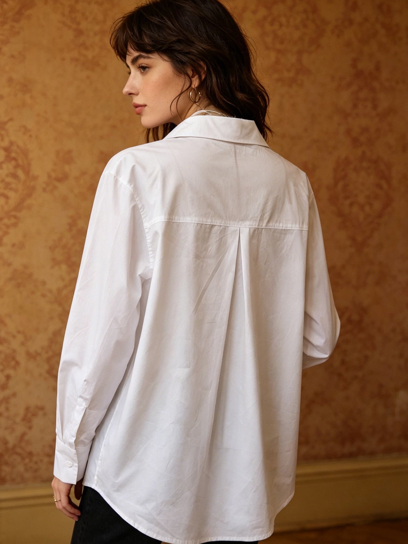 Chic White Cotton Shirt Oversized V-Neck Blouse, Perfect for Work & Street Style