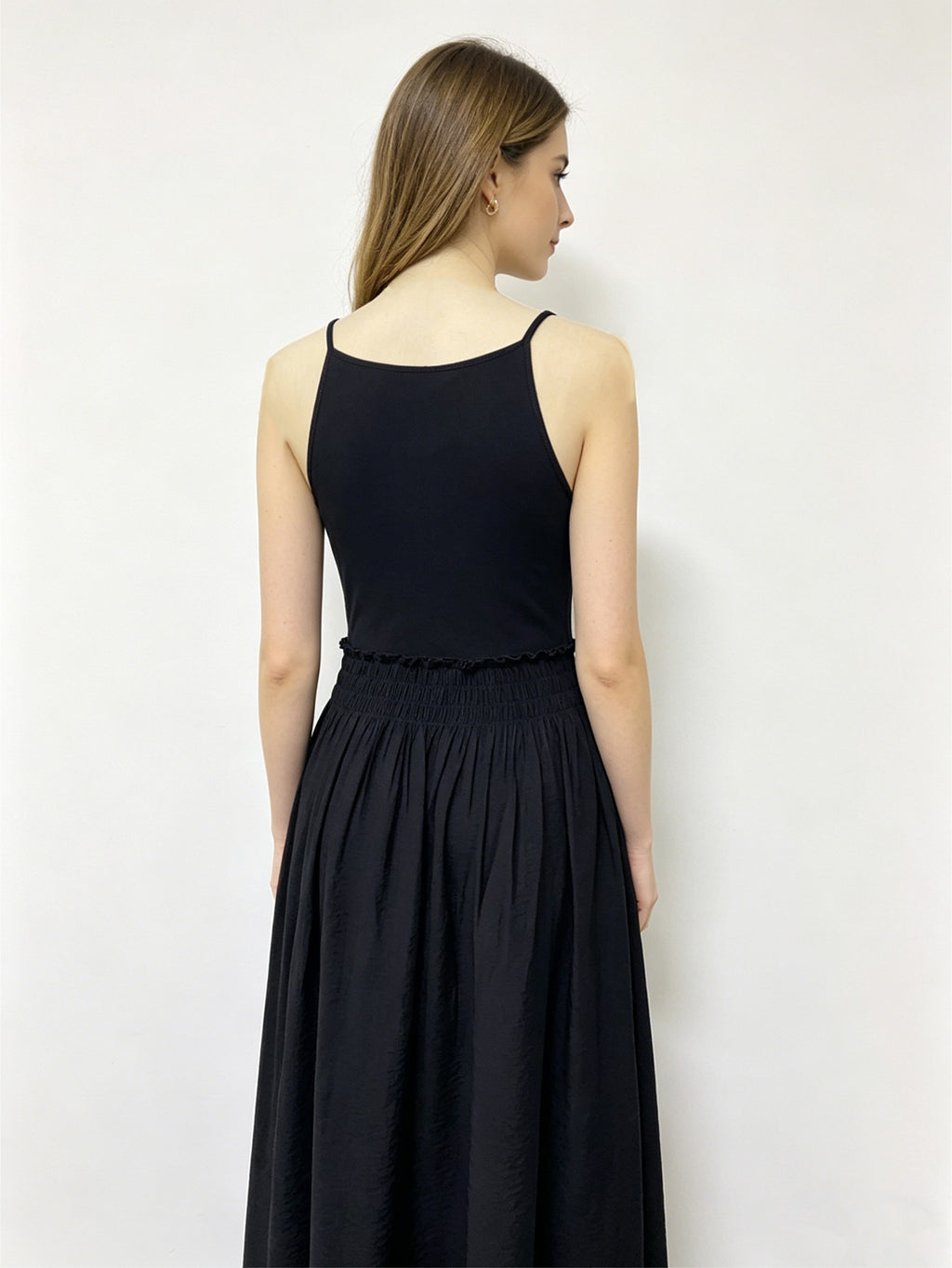 Black Halter Neck Maxi Dress | Sleeveless Smocked Waist Flowy Summer Casual Dress for Women
