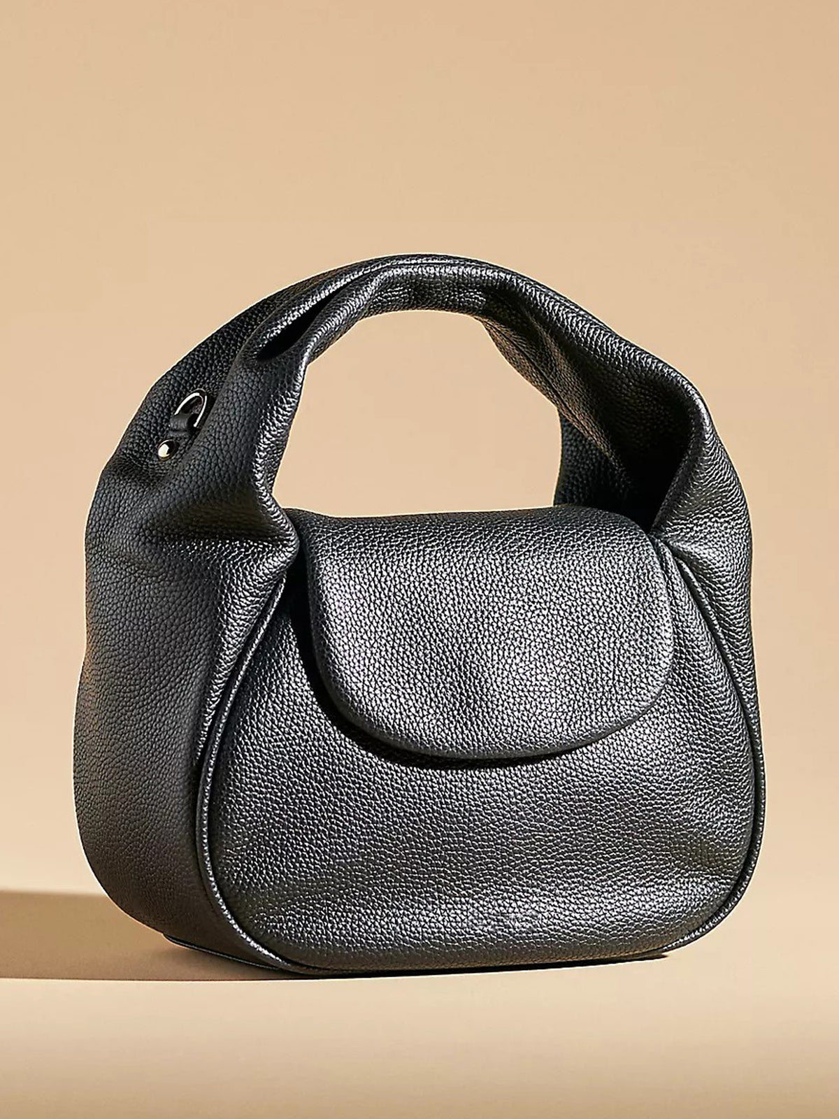 Soft Pebbled Faux‑Leather Mini Bag – Ladies Flap Top‑Handle Handbag