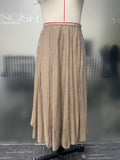 Soft Beige Texture Vertical Pleated Skirt High Waist Flowy A-Line Hem Slimming All-match Spring Summer Work Midi Skirt