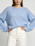 Chic Women Soft Fuzzy Pullover Sweater, Boat Neck Long Sleeve Relaxed Fit Knit Top for Autumn Winter